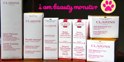 shopping bag, Clarins Skincare, Haul, CLARINS, Clarins trial set, Clarins Double Serum, Clarins Extra Firming Day Cream, Clarins Extra Firming Night Cream, Clarins Extra Firming Eye Serum, Clarins Gentle Foaming Cleanser with Tamarind, Skincare, cat, beauty blogger, beauty review, cat review, review skincare by cat, review cosmetics by cat, cat blogger